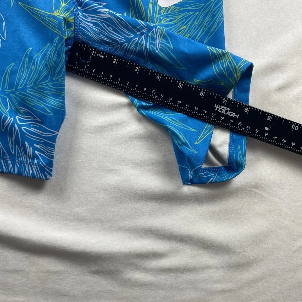 Nike Dri-FIT One Womens Tropical Monstera Print Bike Shorts Blue DV9681-435 XS